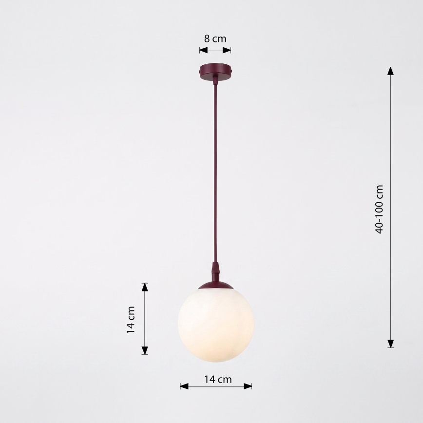 Lustr na lanku COSMO 1xE14/10W/230V pr. 14 cm červená/bílá