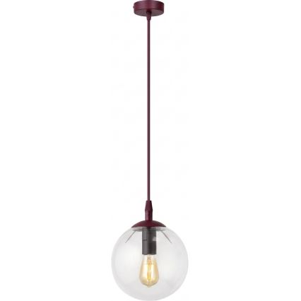 Lustr na lanku COSMO 1xE14/10W/230V pr. 14 cm červená/čirá