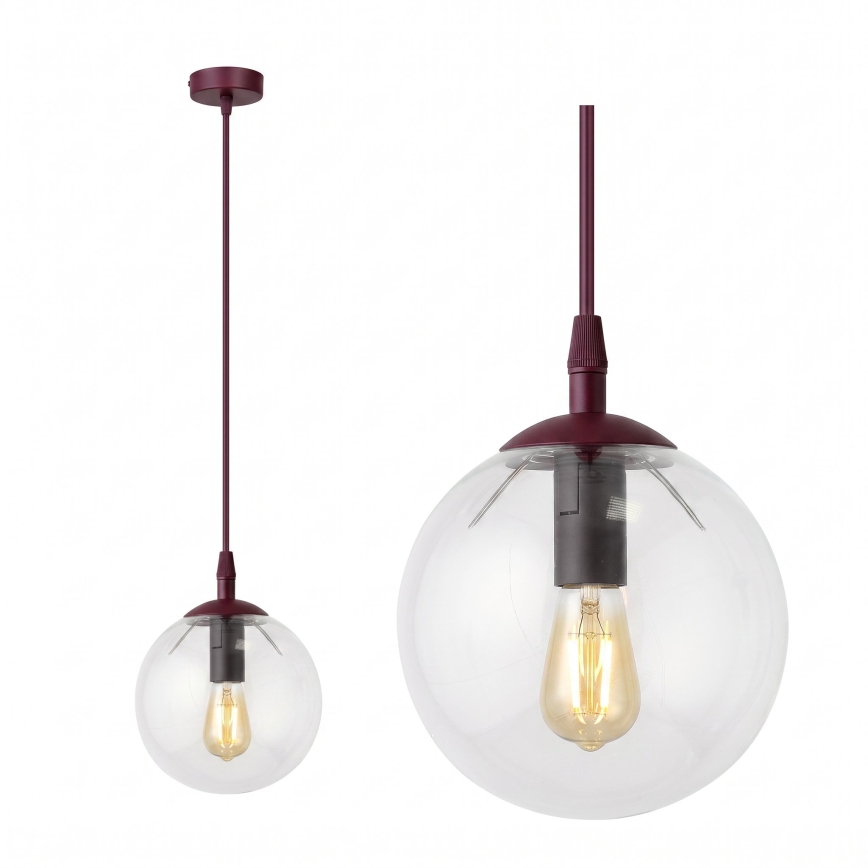 Lustr na lanku COSMO 1xE14/10W/230V pr. 14 cm červená/čirá