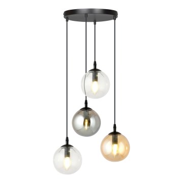 Lustr na lanku COSMO 4xE14/10W/230V pr. 40 cm černá/šedá/béžová/čirá