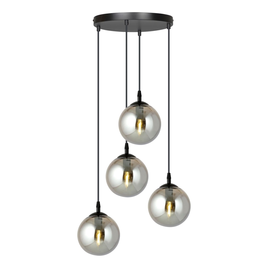 Lustr na lanku COSMO 4xE14/10W/230V pr. 40 cm černá/šedá