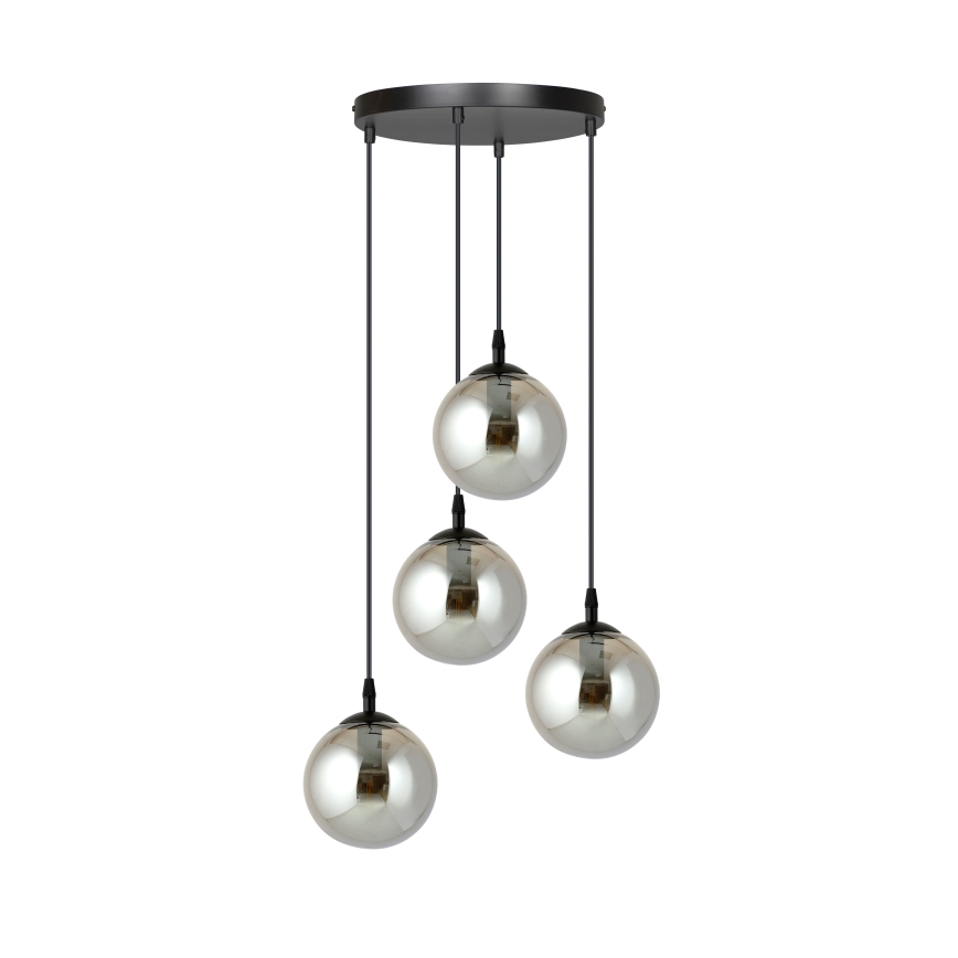 Lustr na lanku COSMO 4xE14/10W/230V pr. 40 cm černá/šedá