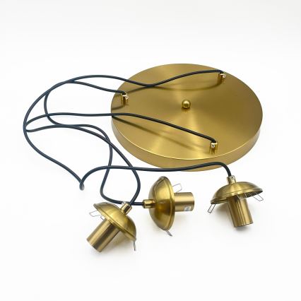 Lustr na lanku CRISTAL 3xE14/15W/230V mosaz/kouřová černá