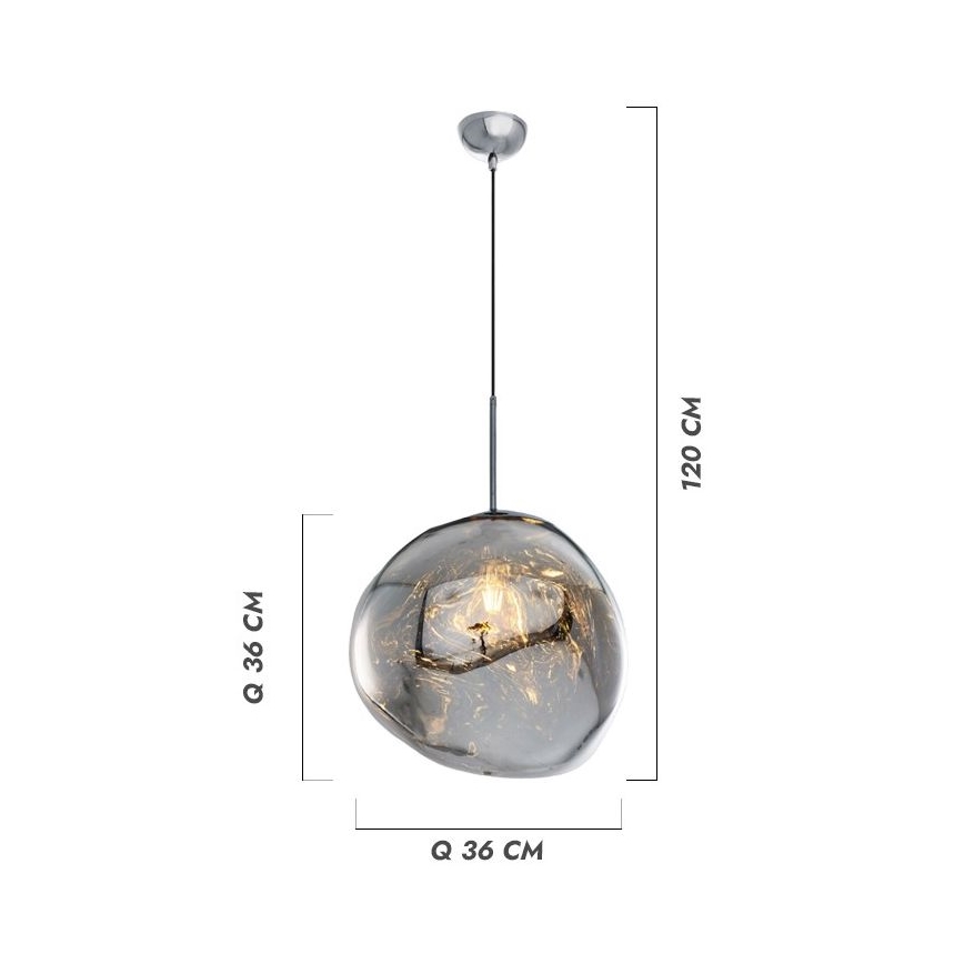 Lustr na lanku CRUMPLED 1xE27/24W/230V pr. 26 cm měděná