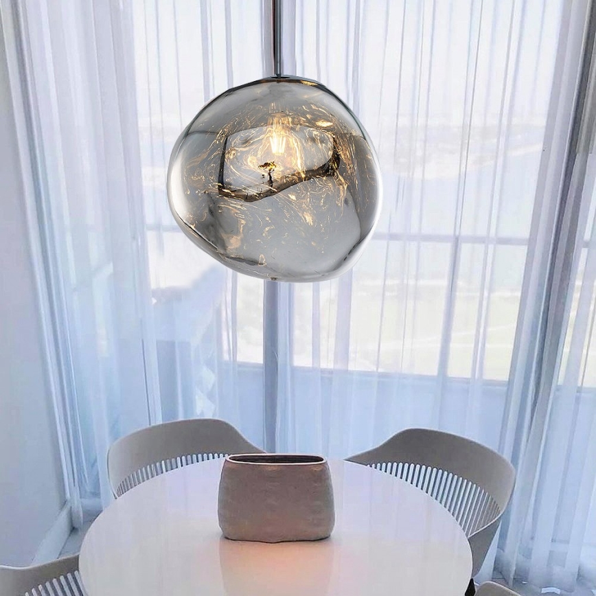 Lustr na lanku CRUMPLED 1xE27/24W/230V pr. 36 cm kouřová