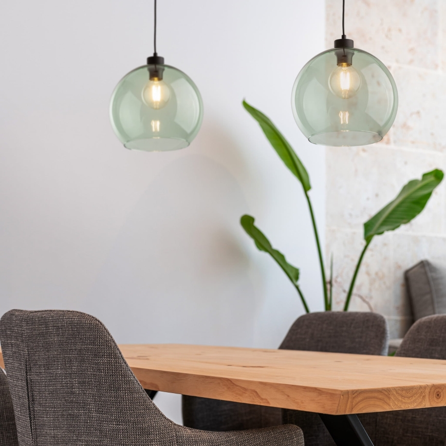 Lustr na lanku CUBUS 1xE27/15W/230V černá/kouřová zelená