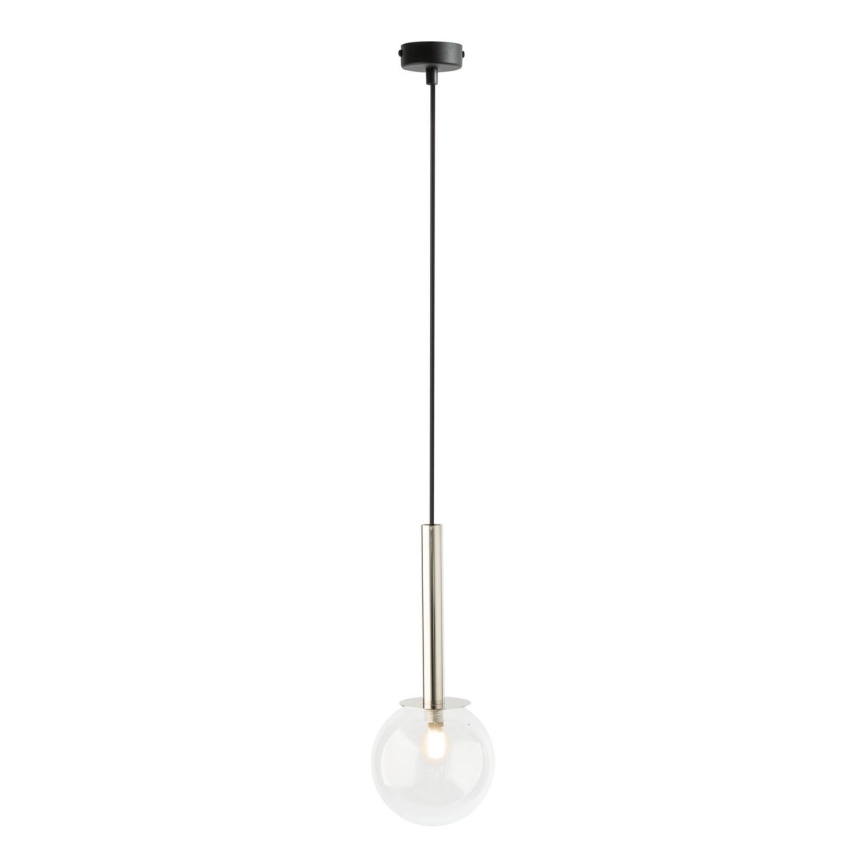 Lustr na lanku DAISY 1xG9/12W/230V pr. 14 cm lesklý chrom/černá/čirá
