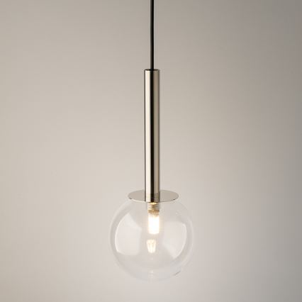 Lustr na lanku DAISY 1xG9/12W/230V pr. 14 cm lesklý chrom/černá/čirá