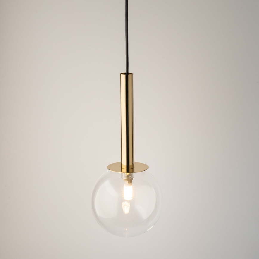 Lustr na lanku DAISY 1xG9/12W/230V pr. 14 cm zlatá/černá/čirá