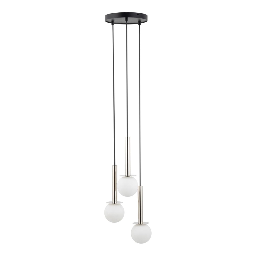 Lustr na lanku DAISY 3xG9/12W/230V pr. 27 cm lesklý chrom/černá/bílá