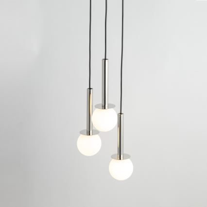 Lustr na lanku DAISY 3xG9/12W/230V pr. 27 cm lesklý chrom/černá/bílá
