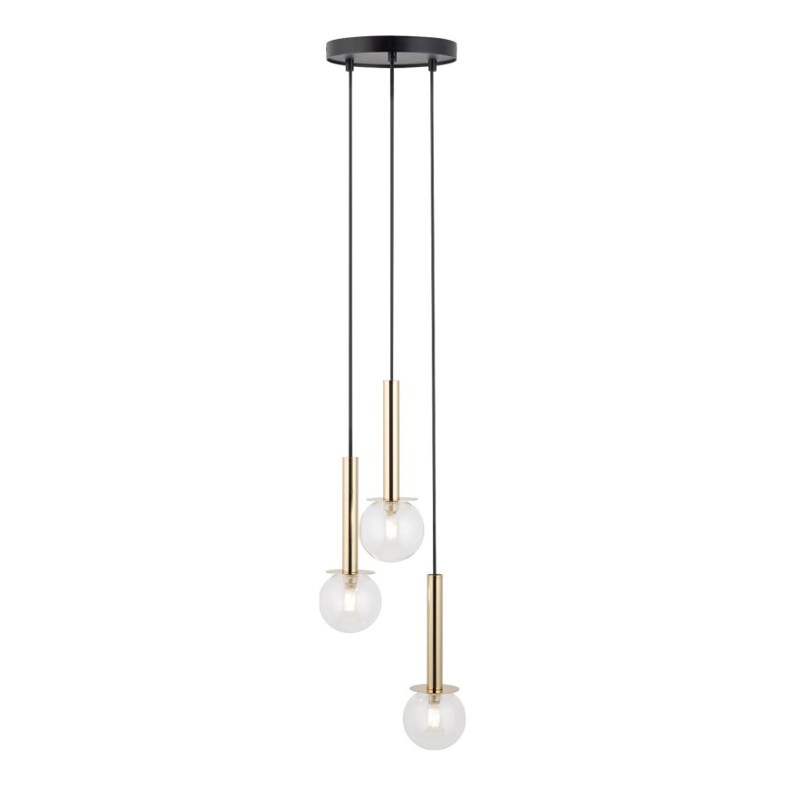 Lustr na lanku DAISY 3xG9/12W/230V pr. 27 cm zlatá/černá/čirá