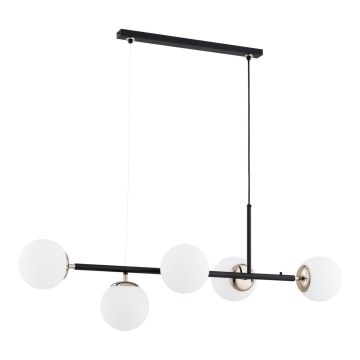Lustr na lanku DANSA 5xE14/10W/230V černá/zlatá