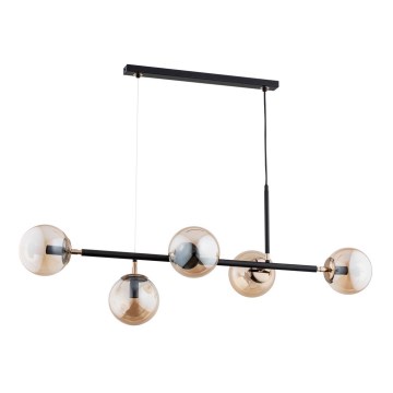 Lustr na lanku DANSA 5xE14/10W/230V mosaz/černá