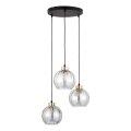 Lustr na lanku DEVI 3xE27/15W/230V černá/čirá