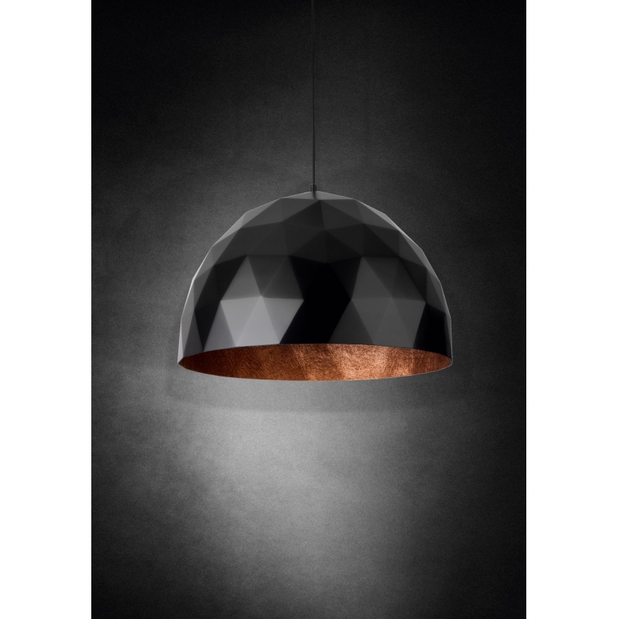 Lustr na lanku DIAMENT 1xE27/60W/230V pr. 35 cm černá/měděná