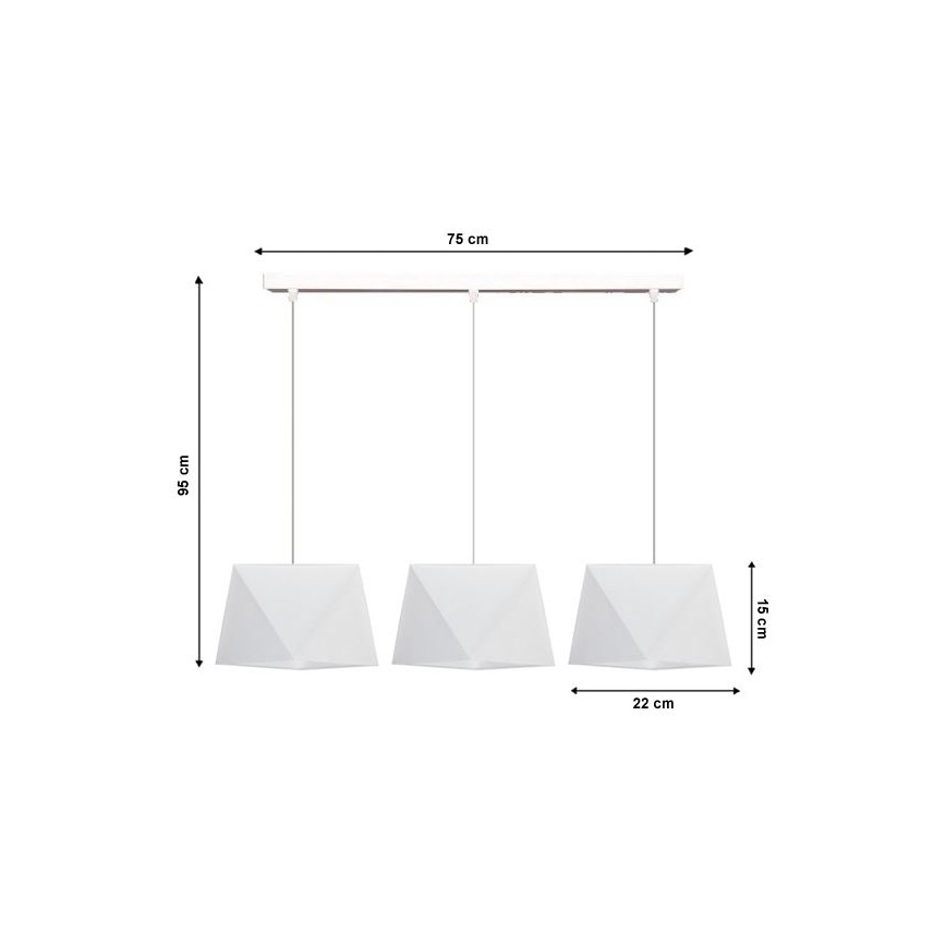 Lustr na lanku DIAMENT 3xE27/60W/230V bílá