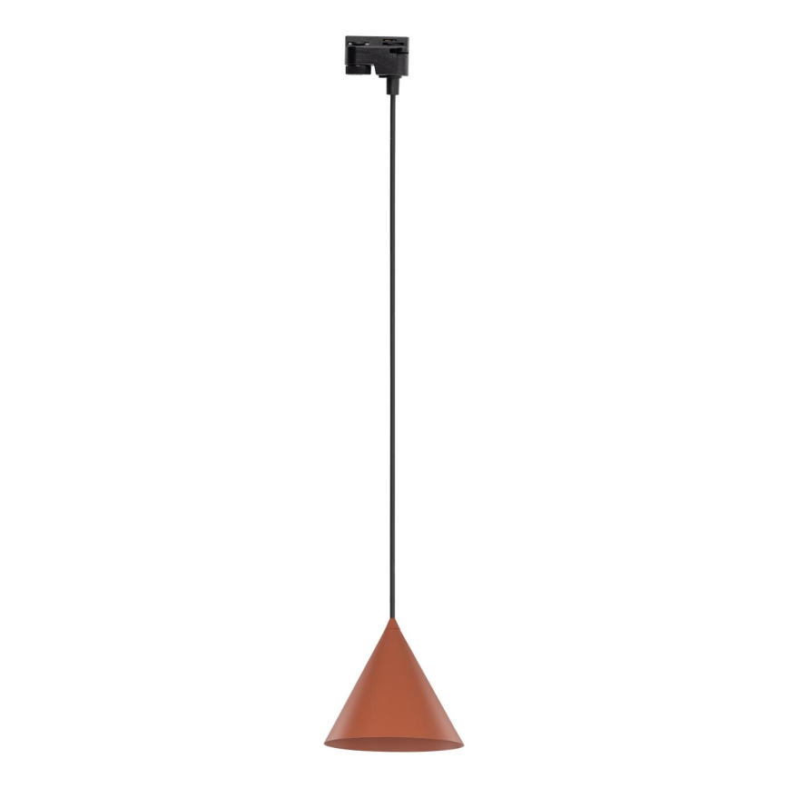 Lustr na lanku do 1-fázového lištového systému CONO 1xE27/15W/230V černá/cihlová