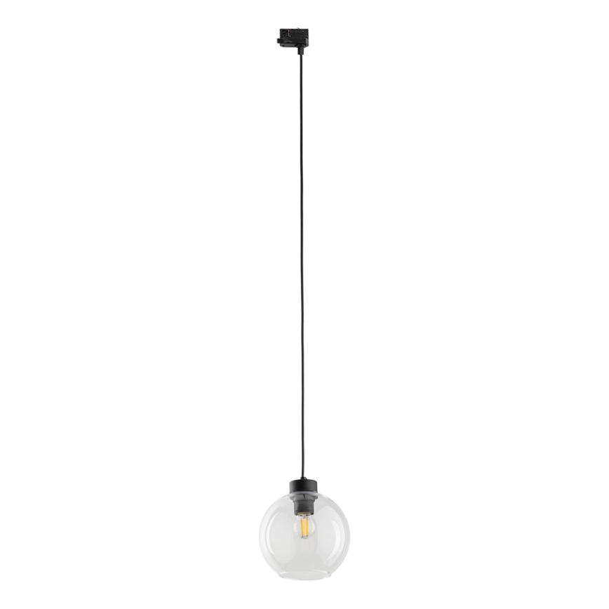 Lustr na lanku do 3-fázového lištového systému CUBUS 1xE27/15W/230V černá/čirá