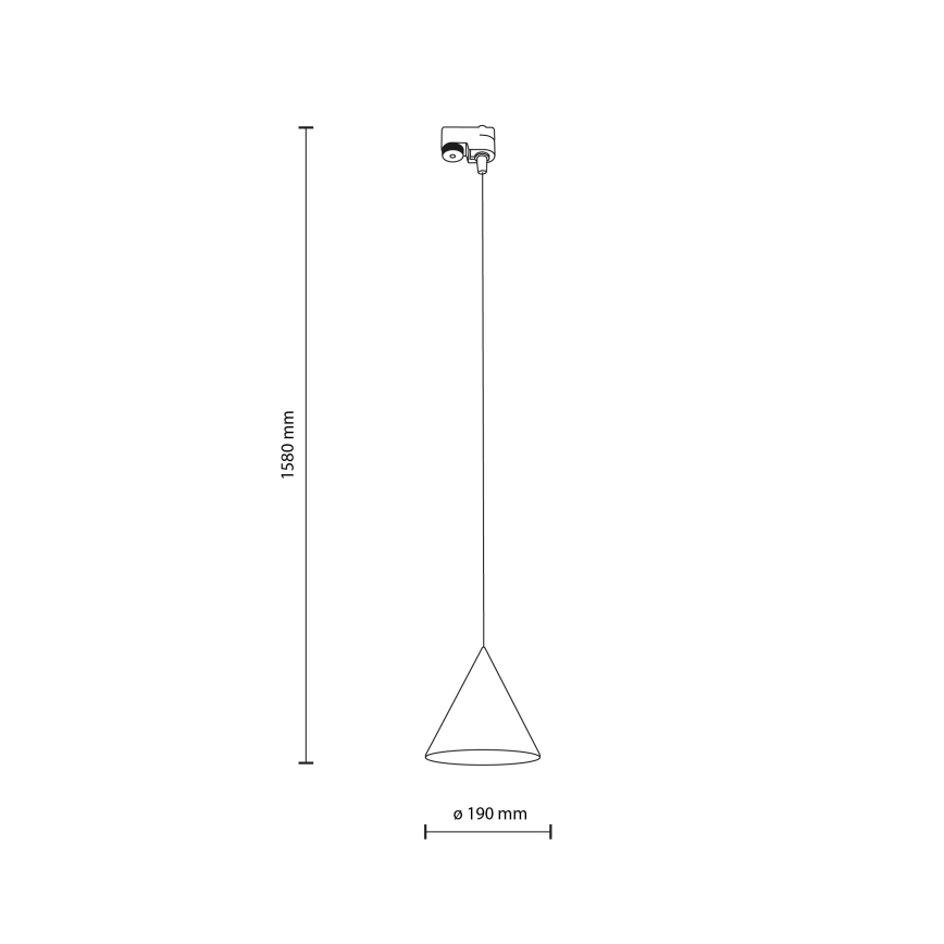 Lustr na lanku do 1-fázového lištového systému CONO 1xE27/15W/230V černá