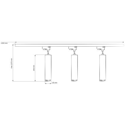 Lustr na lanku do lištového systému MARIBEL 3xGU10/10W/230V + 1 m lištový systém bílá