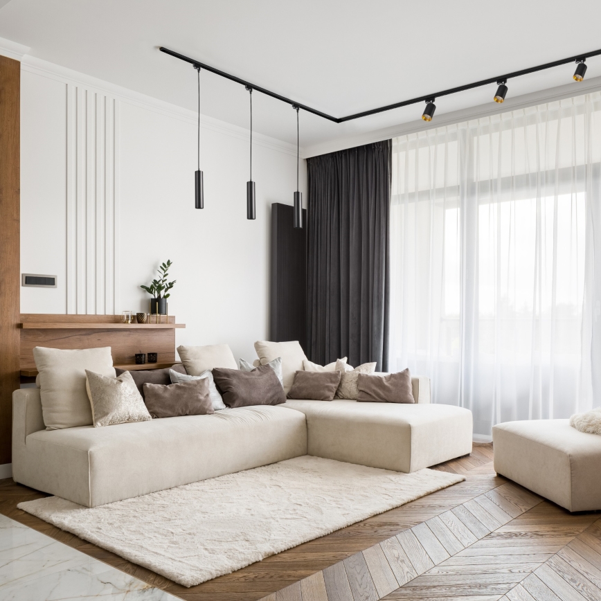 Lustr na lanku do lištového systému MARIBEL 3xGU10/10W/230V + 1 m lištový systém černá