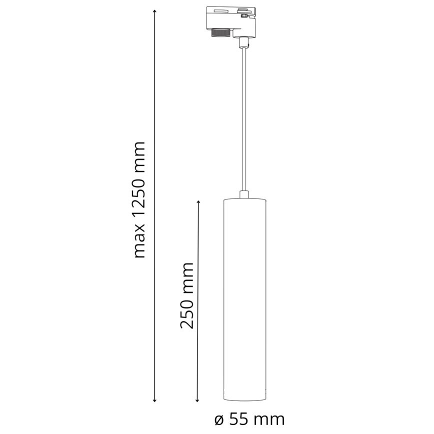 Lustr na lanku do lištového systému MARIBEL 3xGU10/10W/230V + 1 m lištový systém černá