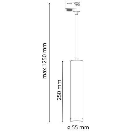 Lustr na lanku do lištového systému PARIS 3xGU10/10W/230V + 1 m lištový systém bílá