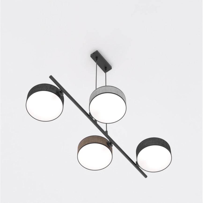 Lustr na lanku DRUMZ 4xE14/10W/230V černá/hnědá/šedá