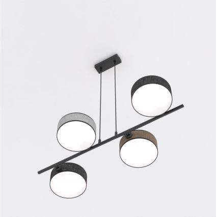 Lustr na lanku DRUMZ 4xE14/10W/230V černá/hnědá/šedá