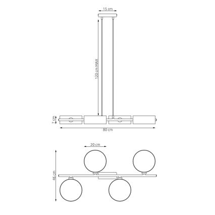 Lustr na lanku DRUMZ 4xE14/10W/230V černá/hnědá/šedá