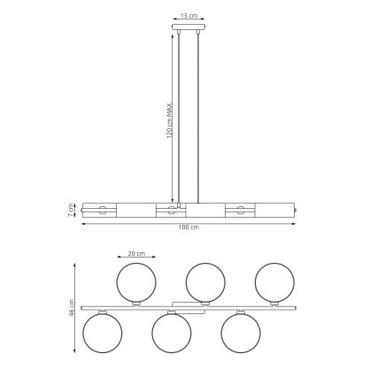 Lustr na lanku DRUMZ 6xE14/10W/230V černá