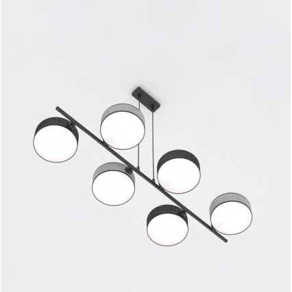 Lustr na lanku DRUMZ 6xE14/10W/230V černá/šedá