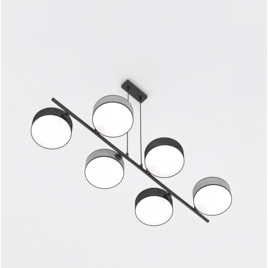 Lustr na lanku DRUMZ 6xE14/10W/230V černá/šedá