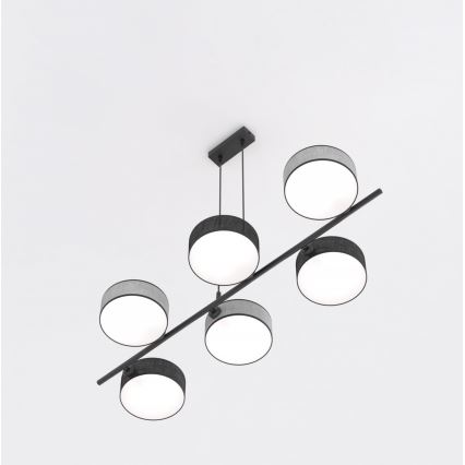 Lustr na lanku DRUMZ 6xE14/10W/230V černá/šedá