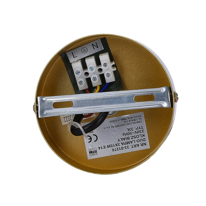 Lustr na lanku DUO 3xE14/40W/230V zlatá/černá