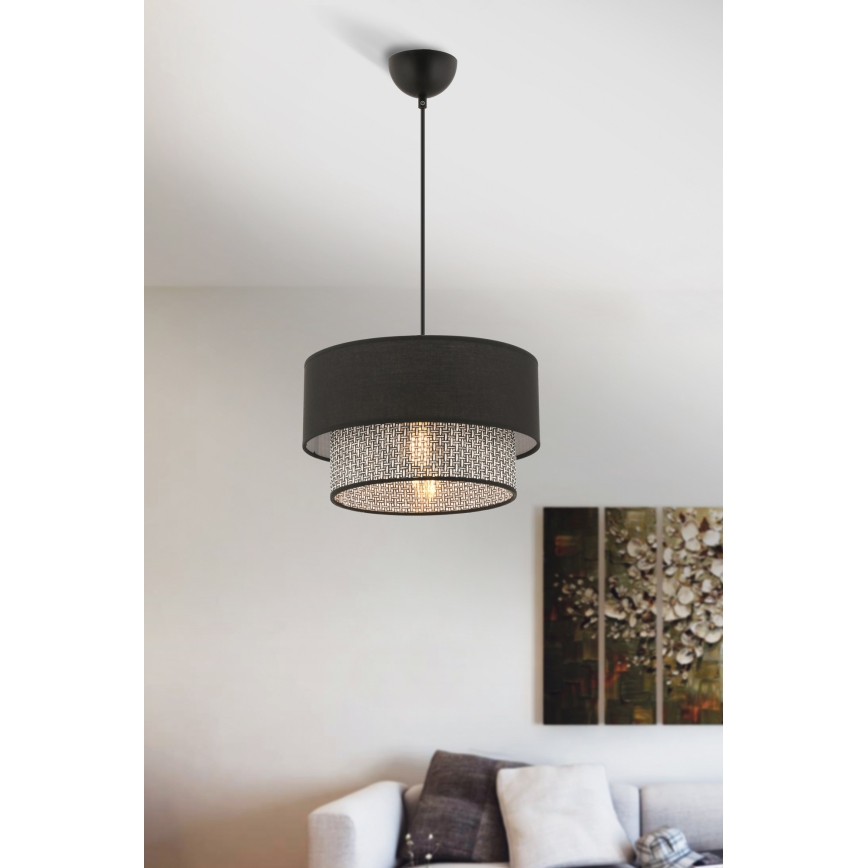 Lustr na lanku ECHO 1xE27/60W/230V černá/šedá