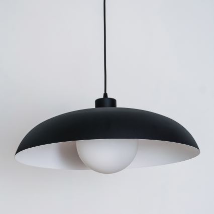 Lustr na lanku ECLIPSE 1xE27/15W/230V černá/bílá