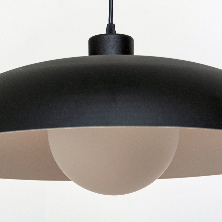 Lustr na lanku ECLIPSE 1xE27/15W/230V černá/bílá