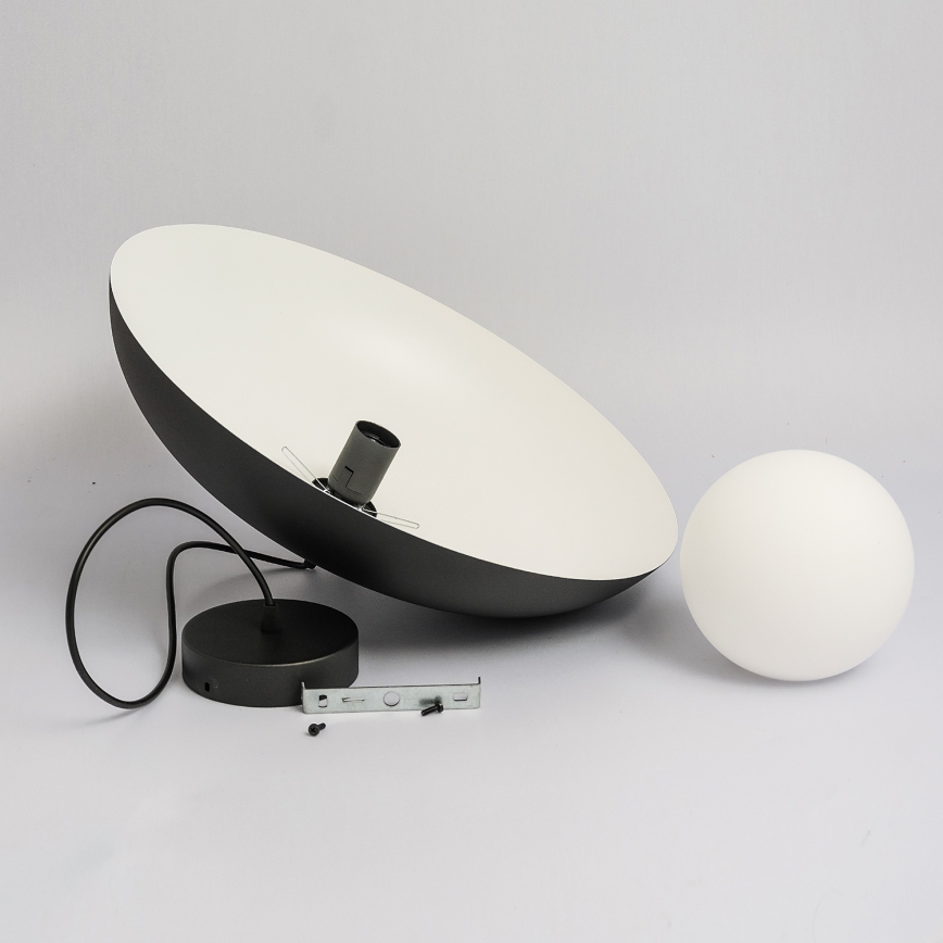 Lustr na lanku ECLIPSE 1xE27/15W/230V černá/bílá