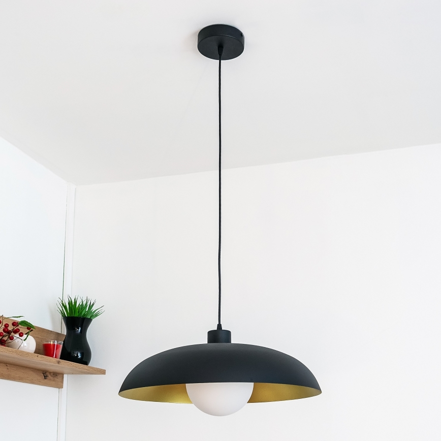 Lustr na lanku ECLIPSE 1xE27/15W/230V černá/zlatá