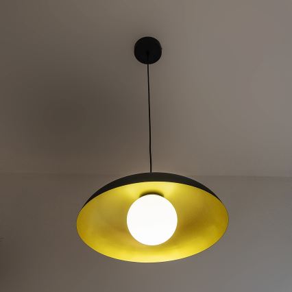 Lustr na lanku ECLIPSE 1xE27/15W/230V černá/zlatá