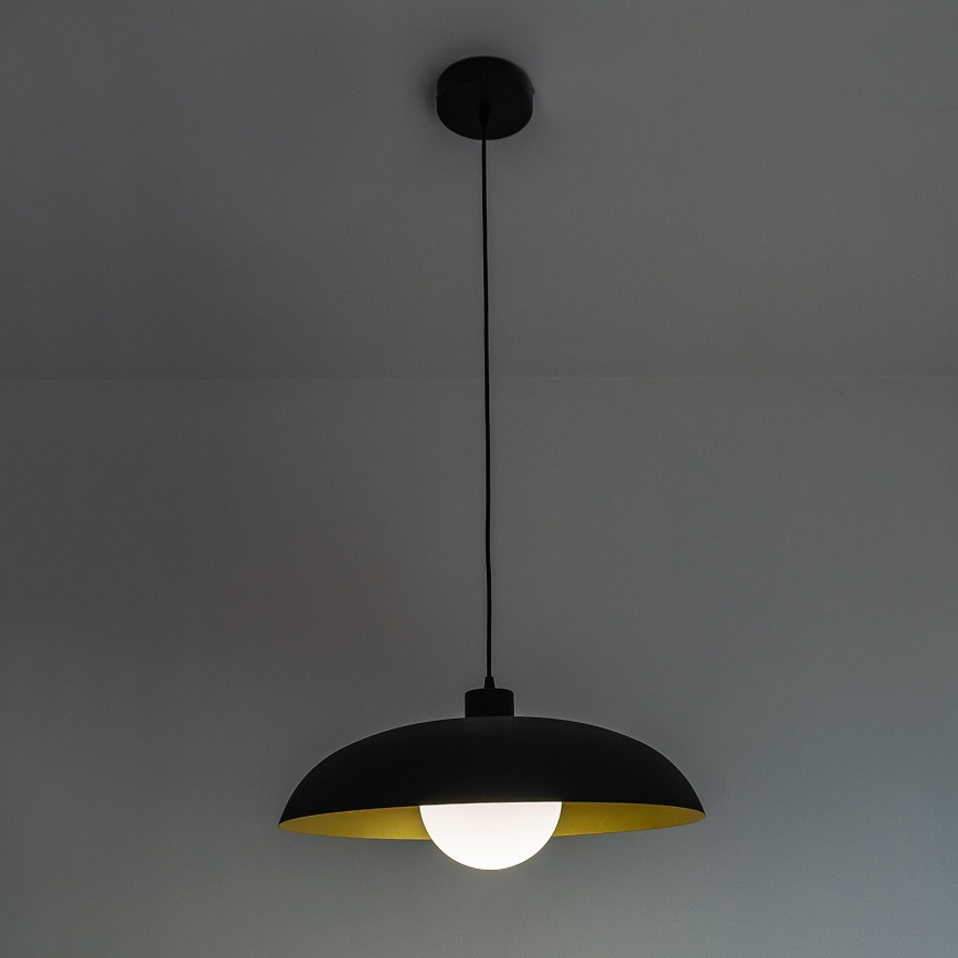 Lustr na lanku ECLIPSE 1xE27/15W/230V černá/zlatá