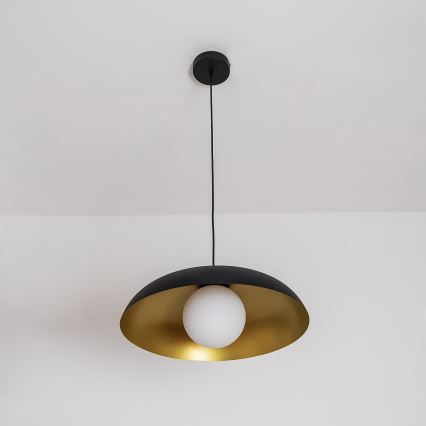 Lustr na lanku ECLIPSE 1xE27/15W/230V černá/zlatá