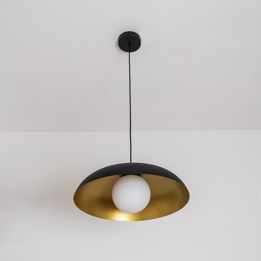 Lustr na lanku ECLIPSE 1xE27/15W/230V černá/zlatá