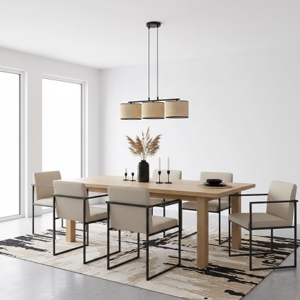Lustr na lanku ECO 3xE27/15W/230V béžová/ratan