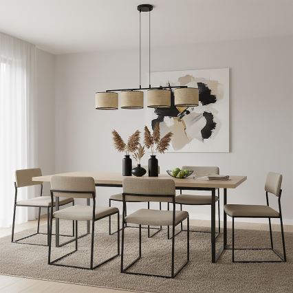 Lustr na lanku ECO 4xE27/15W/230V béžová/ratan