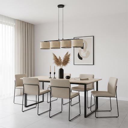 Lustr na lanku ECO 4xE27/15W/230V béžová/ratan