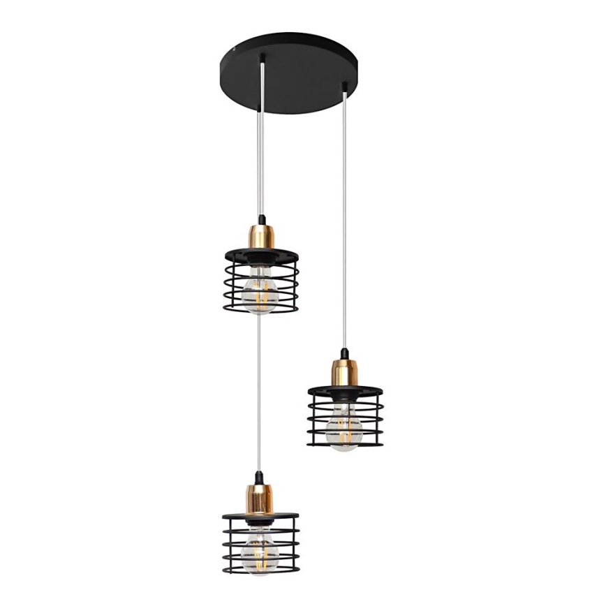 Lustr na lanku EDISON 3xE27/15W/230V