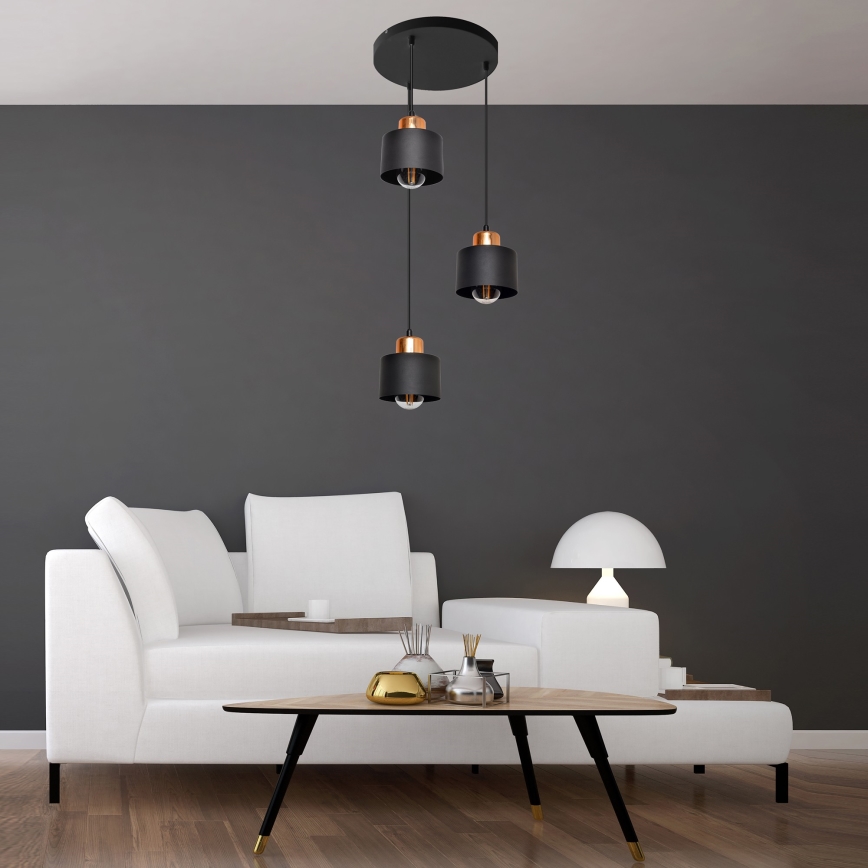 Lustr na lanku EDISON 3xE27/15W/230V